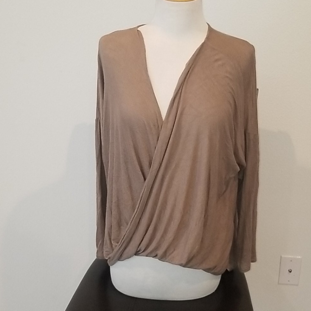 Tan high low blouse #6